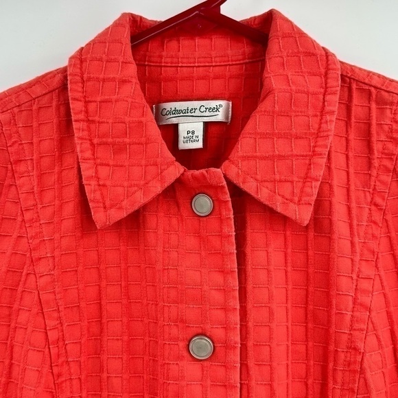 Coldwater Creek Women’s Red Orange Cotton Textured Jacket Size 8P - Picture 3 of 11